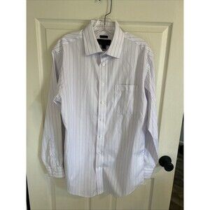 Jos A Bank Reserve Button Up Shirt Mens 16 34 Purple Stripe 100% Egyptian Cotton